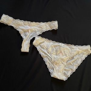 Victoria secret white lace thong & panty set